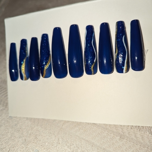 ROYAL BLUE XXL COFFIN PRESET SIZE MEDIUM- Luxury Press On Nail Set - Picture 10 of 10